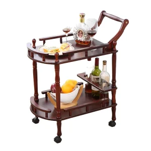 Wood Modern Eco-friendly Mobile Double-Deck Hotel Trolley Service Carts for Beauty Salons Hotels and Restaurants Living Room Use