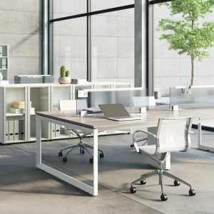 Wood Office Desk Modular Workstation Set Eco Friendly Modern MFC Board Complete Cable Management System Staff Partition