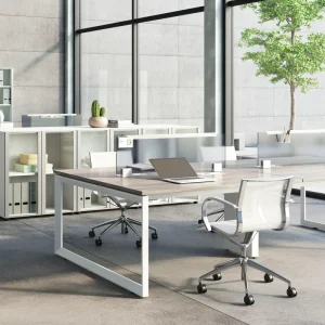 Wood Office Desk Modular Workstation Set Eco-Friendly Modern MFC Table Complete Cable Management System Staff Partition