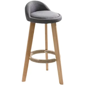 Wood bar Stool with Backrest Modern Minimalist Nordic Vintage Design Non adjustable Height Armrest for Home bar Use