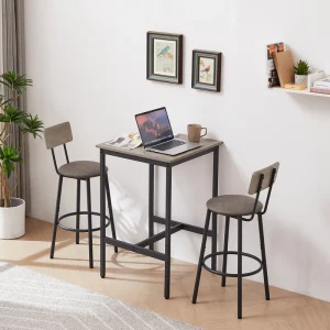 Wood bar Table Set with 2 Bar Stools PU Soft Seat Night Club High Quality Coffee bar Table for Office Home