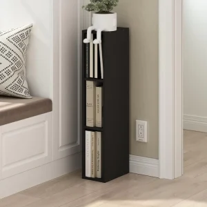 Wooden 3 Tier Narrow Multifunction Bookshelf 6 in Width Storage Shelf for Living Room Bedroom Home Office