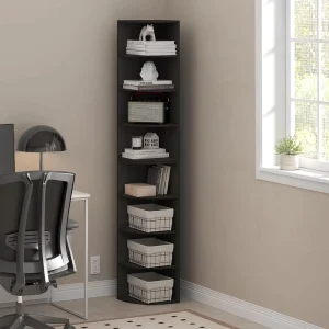 Wooden 70.9″ Tall 8 Tier Corner Bookcase Modern Storage Shelf for Living Room Home Office