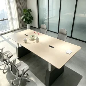 Wooden Adjustable Eco Friendly Rectangle Conference Table Design Durable Modern Modular Electric Lifting Office Meeting Desk