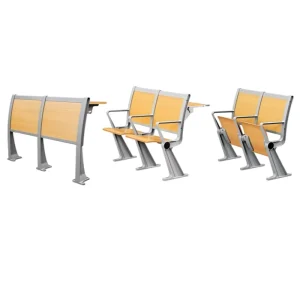Wooden Backrest Two Seaters School Chair and Desk Set for Home University and School Use