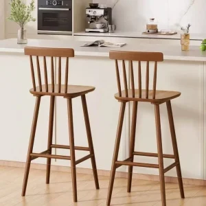Wooden Bar Stool with Comfortable Backrest for Kitchen Island and Home Bar Use Heavy Duty Commercial Quality