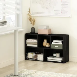Wooden Bookcase Bookshelf with 5 Compartments Independent Shelves and Cubic Storage Racks Small Space Display Stand
