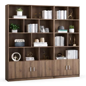 Wooden Bookcase Solid Wood Bookshelf Floor Standing Living Room Full Wall Combination Cube Display Cabinet Storage Cabinet