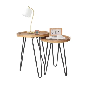 Wooden Coffee Nesting Table Round Nesting Coffee Table Farmhouse Coffee Table Living Room 2 Piece Set