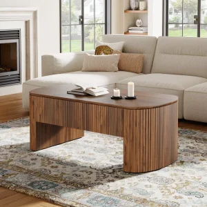 Wooden Coffee Table with Hidden Drawers Durable and Waterproof Minimalist Design for Living Room and Home Office