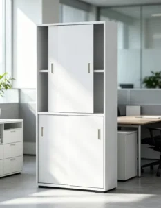 Wooden Concealed Door Low Office Filing Cabinet MFC Substrate 45 Miter Cut Hidden Handle Imported Antibacterial Lock