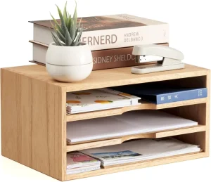 Wooden Desktop Organizer Paper Storage Letter Tray File Sorter Desk Rack Magazine File Dividers Holders Desk Cabinet