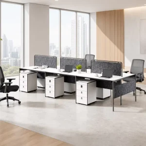 Wooden Executive Desk with Cabinet Suitable for Single Computer or Laptop Adjustable Height Commercial Office Workstation