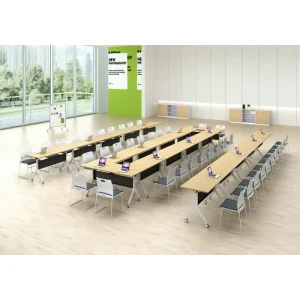 Wooden Foldable Conference Table Office Building Modular Contemporary Design Durable Commercial Furniture Office Meeting Table