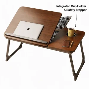 Wooden Foldable Height Adjustable Laptop Table Portable Bed Desk for Home Office Work Bedroom Study Dormitory Couch