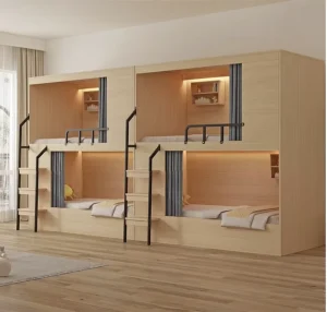 Wooden Hostel School Bunk Beds for Teenagers Hotel Apartment Adult Bunk Bed for with Storage