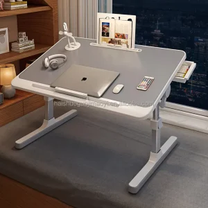 Wooden Laptop Desk Foldable Bed Table with Cup Holder for Students Dormitory Lazy Table Portable Office Desk