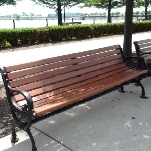 Wooden Long Bench Public Park Bench Seat 3 Seaters Outdoor Long Wooden Bench