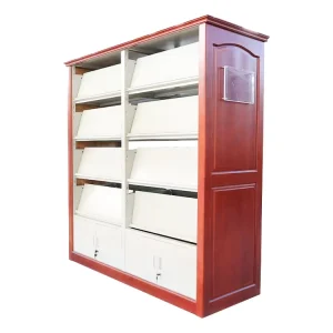 Wooden Magazine Bookshelf Wood and Steel Library Shelving Wood Magazine Rack Bookshelf for Magazines