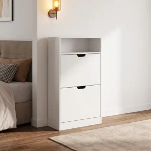 Wooden Modern Hallway Small Rotating Convertible Shoe Cabinet Racks Storage Thin Flip Drawer for Narrow Spaces