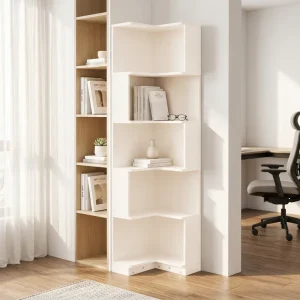 Wooden Modern Home Office Bedroom Bookshelf Display Rack with Space Saving Design