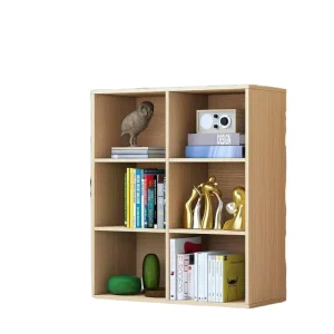 Wooden Modern Lattice Bookcase Panel Back Adjustable Shelves Living Room Furniture Knocked down Structure Home Office Bedroom