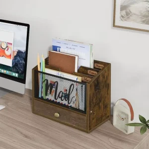 Wooden Newspapers Magazines Storage Box Office Desktop Book Folder Compartment Finishing Rack Drawer Storage Box