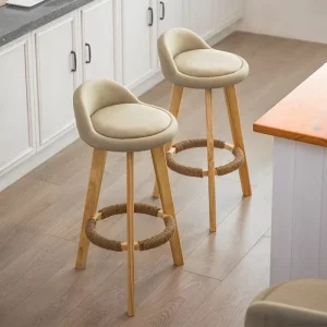 Wooden Nordic Luxury Modern Bar Stools High Chairs for Coffee Shops Kitchen Bar Tables