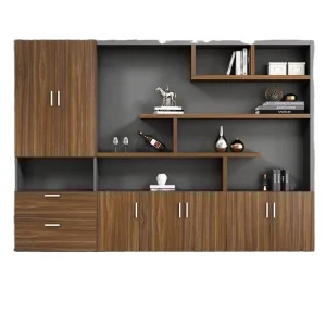 Wooden Office File Cabinet Organizer Document & Archive Cabinet Bookshelf with Lock Storage