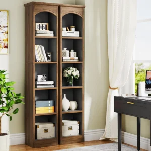 Wooden Open Shelf Bookcase 5 Tier Floor Standing Display Cabinet Rack With Legs 5 Cubes Bookshelf