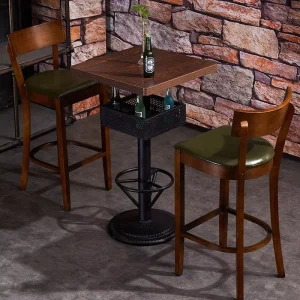 Wooden Restaurant Barstool Mesas De Altas Counter Height Bar Stools High Round Square Table Cocktail Bar Chair and Table Set