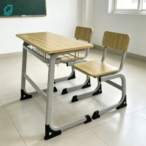 Wooden School Set Double Student Study Desk and Chair Set for College School