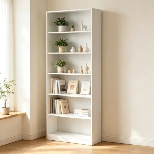 Wooden Shelf 6-Tier Reversible Color Open Shelf Bookcase White Custom Size And Color Home Office Deco