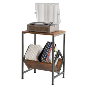 Wooden Shelf Record Player Shelf for CD and Vinyl Record Storage Versatile Magazine Rack for Living Room and Bedroom Decoration