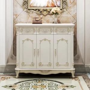 Wooden Shoe Cabinet Large Size 4 Door French Design MDF Furniture