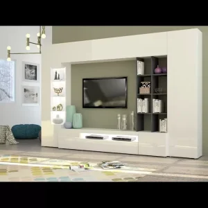 Wooden TV Stand Modern Design Living Room Customized Wall-mounted White TV Cabinet with Storage for Bedroom