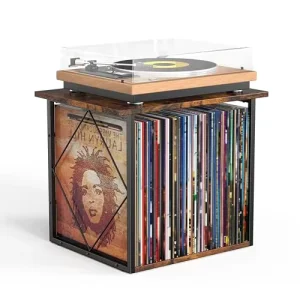 Wooden Vinyl Record Storage Holder Multifunctional Modern Display Shelf Vinyl Record Organizer for Albums Magazines Books