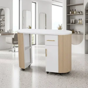 Wood’s Modern Durable MDF Plywood Beauty Salon Manicure Table and Chair Collection for Commercial Gel Nail Use