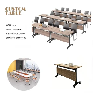 Workbench Office Desk Movable Training Table and Chair Set Splicing Classroom Desk Folding Conference Table with Wheels