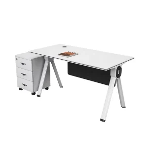 Writing Modular PC MDF Drawers Staff Luxury Work Corner Furniture Office Desk with a Mobile Cabinet Computer Modern Study Desk
