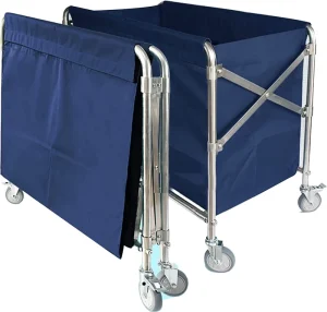 X Type Folding Laundry Sorting Trolley Laundry Basket HouseKeeping Trolley Linen Trolley Cart for Industry Hotel Home
