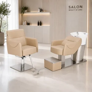 XFMC Factory Outlet Beauty Salon Furniture Sets Luxury Barber Chair High end Stainless Steel Shampoo Chair for Salon Station Set