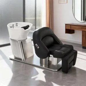 XFMC Luxury Electrical Adjustable Shampoo Chair Head Spa Wash Hair Salon Massage Chair Shampoo Bed with Bowl for Barber Shop