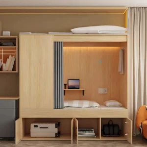 XINGTE003 Modern Full Size Wooden Loft Bed Frame for Adult Student Use