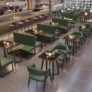 XY Metal Frame Chair Table Restaurant Leather Sofa Set Restaurant Project Furniture Cafe Bar Hamburger Shop KTV Club Booth