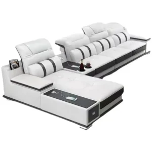 Xijiayi Modern Massage Leather Sofa with Metal Frame Three Seat Sofa Bed for Apartment Living Room Removable Cover
