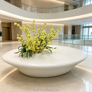 Y098 Large Round Frp Planter Bench Commercial Public Space Leisure Seating Tree Pot Leisure Chair for Mall Hotel Lobby Garden