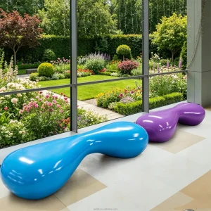 Y1003 Irregular Curved FRP Leisure Seat Custom Abstract Art Sculpture Bench for Hotel Garden Landscape Public Rest Furniture
