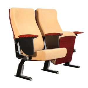 YA L03D Auditorium Folding Theater Furniture Steel Leg and Wooden Armrest for Hotels and Hospitals