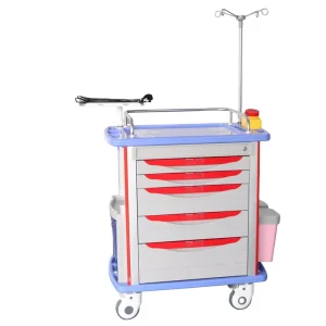 YKS011 Hospital Furniture Medical Emergency Trolley With 5 Drawer